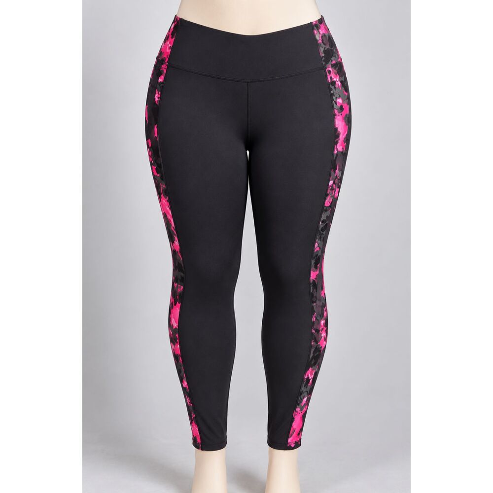 LIVI Lane Bryant 30/32 Black Pink Floral Print Leggings Plus Size Activewear